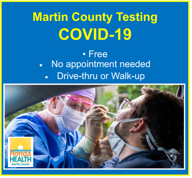 Martin County Testing COVID 19 – Free – No appointment needed – Drive thru or Walk up FDOH