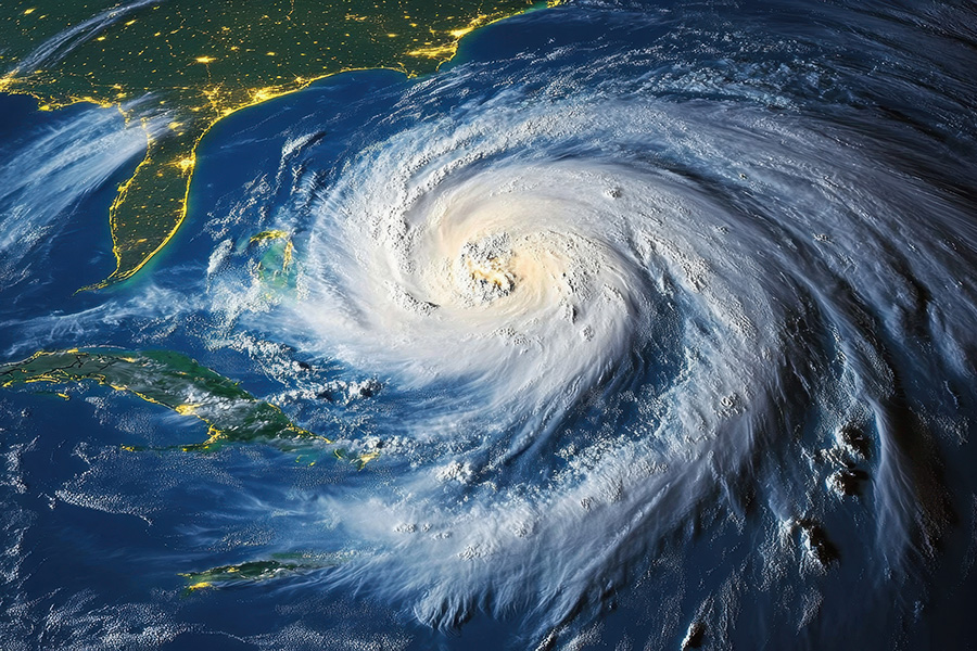 Satellite view of hurricane